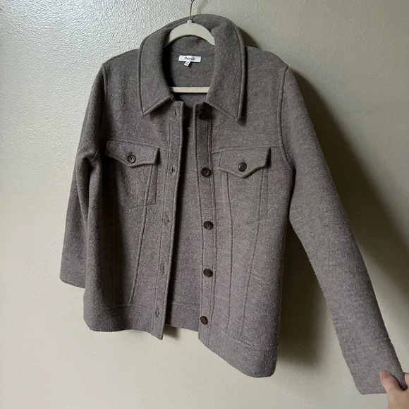 Madewell Oversized Boiled Wool Bridgman Sweater Jacket Grey - Picture 4 of 8